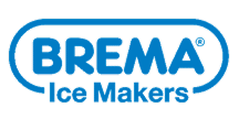 Logo bleu BREMA Ice Makers avec un cadre ovale, identifiant la marque de machines à glaçons.
