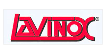 Logo LAVINOX® rouge et stylisé avec un effet 3D. Le texte est en majuscules, le 'L' étant particulièrement distinctif.